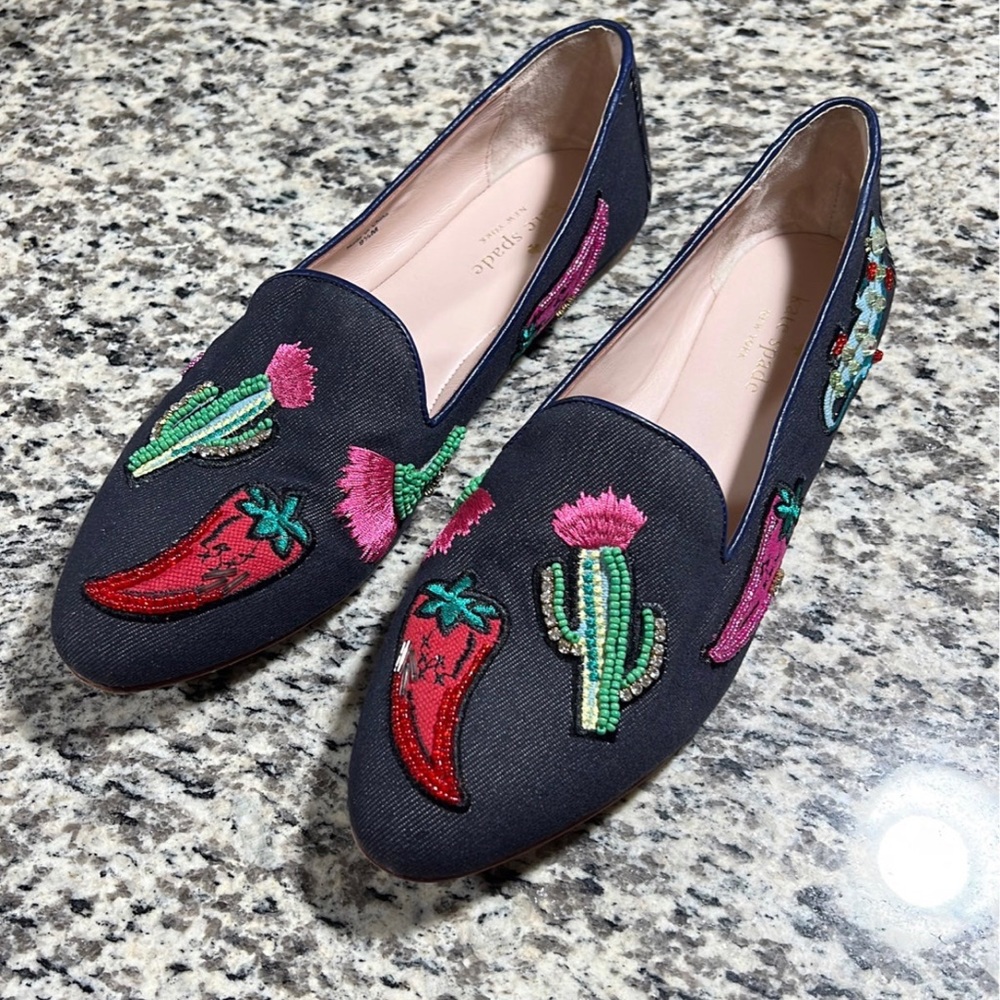 Kate Spade Saville Pepper Cactus Flats - 9 1/2 M